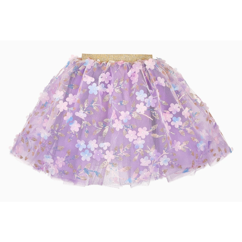 Souza Felin purple tulle skirt with flower sequins and gold waistband