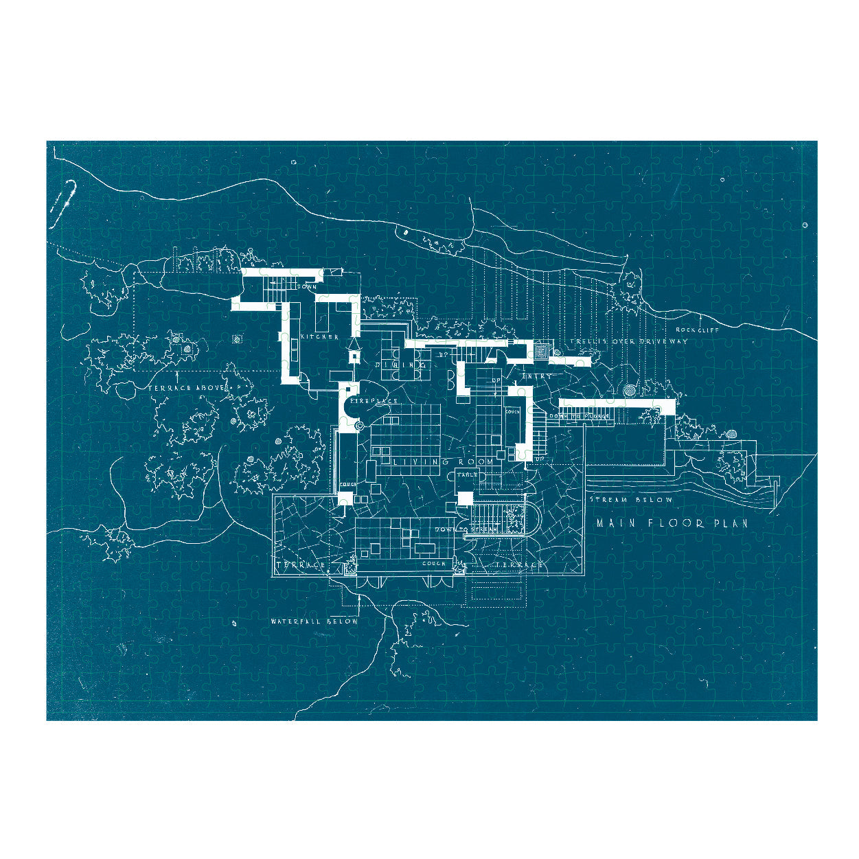 FRANK LLOYD WRIGHT FALLINGWATER 2-SIDED 500 PIECE PUZZLE
