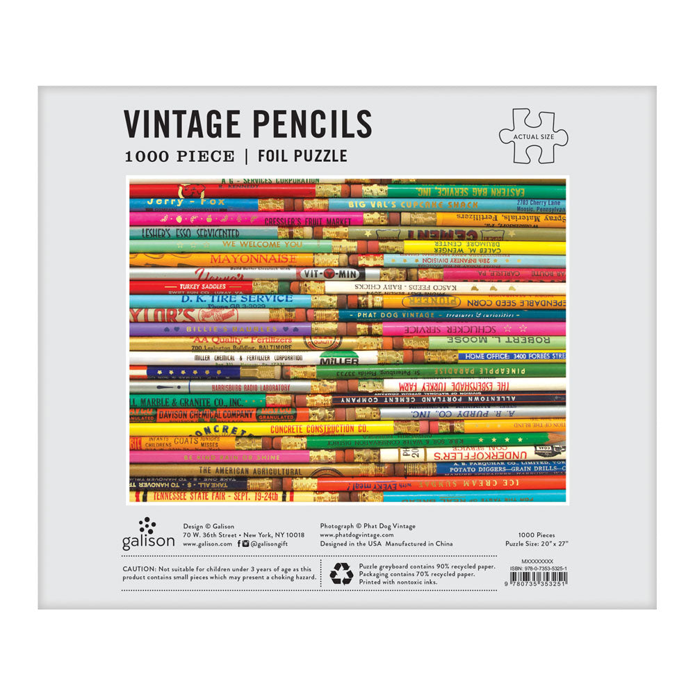 Phat Dog Vintage Pencils, 1000pc Foil Stamped Puzzle