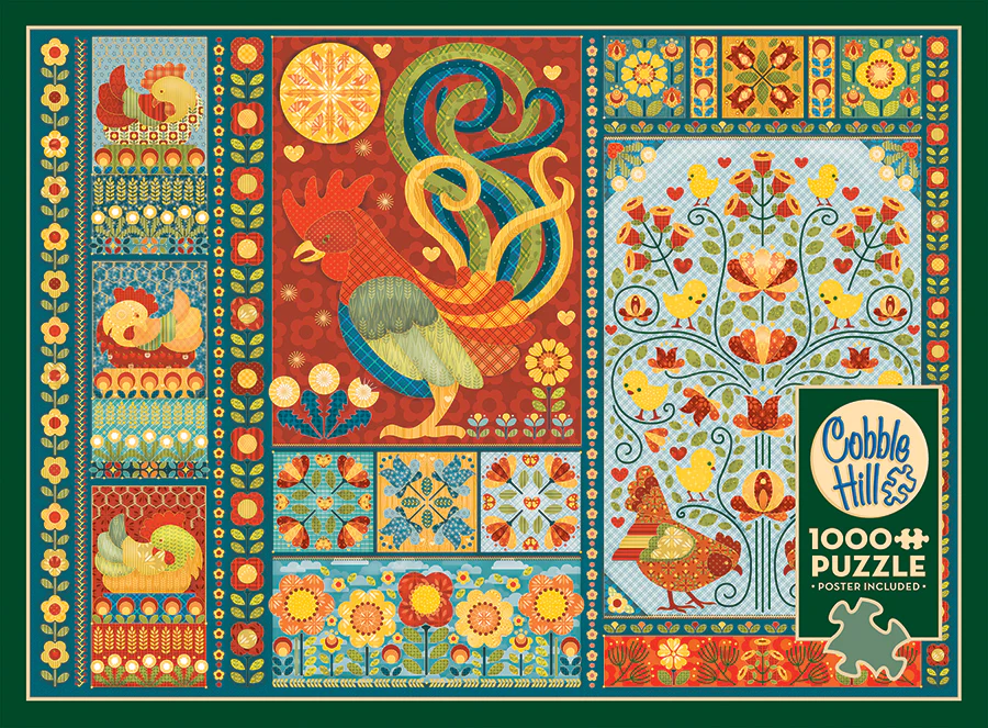 Scandi Chicken Quilt, 1000pc Puzzle, Compact