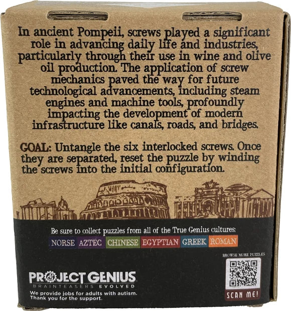 Project Genius Bolts of Pompeii Interlocking Metal Brainteaser Puzzle