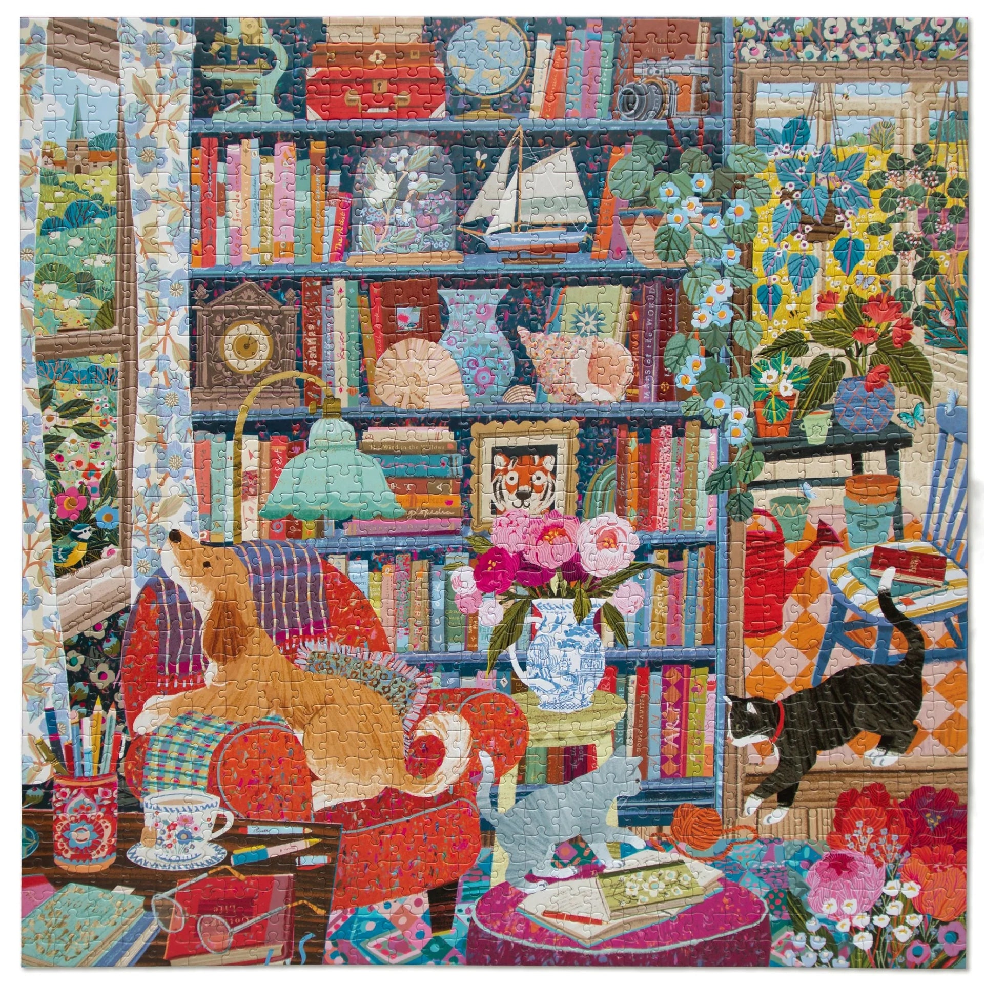 eeBoo English Cottage Library 1000-Piece Jigsaw Puzzle