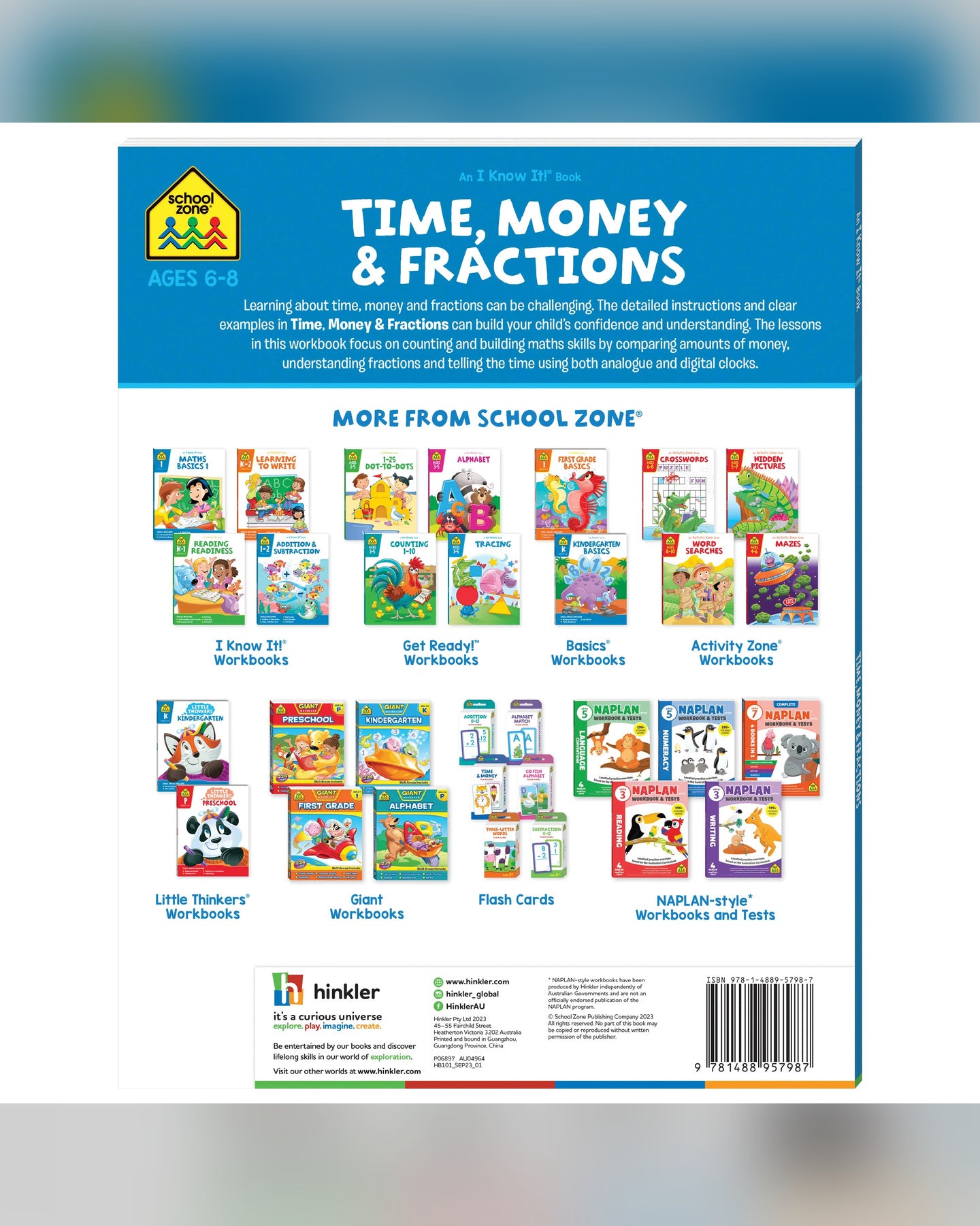 School Zone I Know It! Time, Money & Fractions Workbook-2