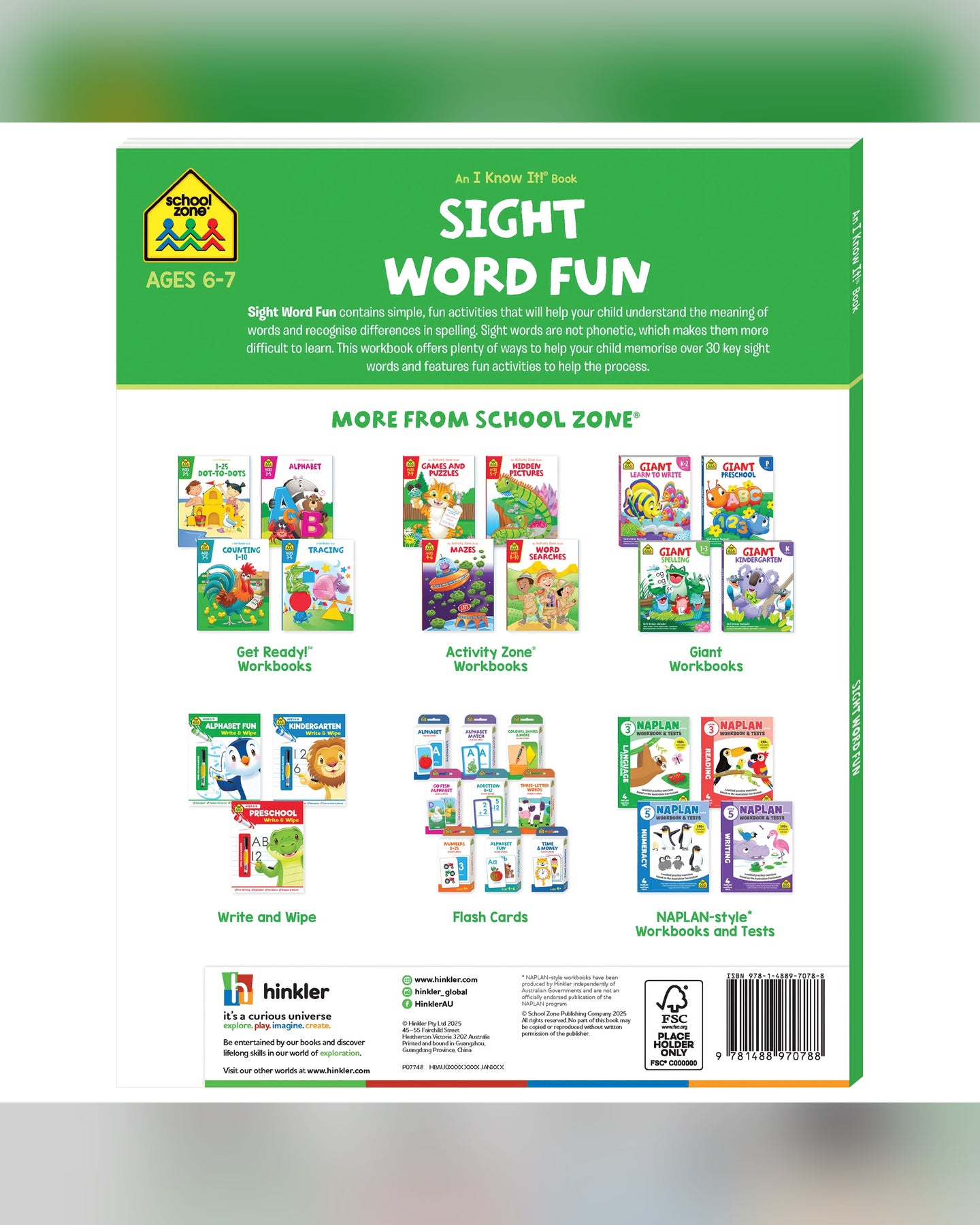 School Zone Sight Word Fun I Know It! Workbook-2