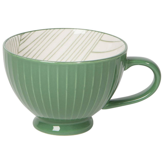 Elm Green Stamped - Latte Stoneware Mug