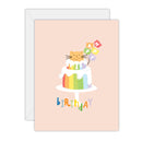 Happy Birthday Rainbow Cat Cake -card