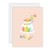Happy Birthday Rainbow Cat Cake -card