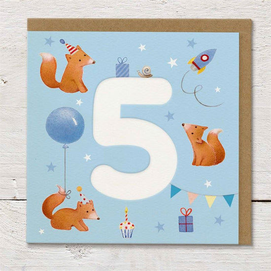 Fox Party - 5th Birthday Card
