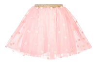 Souza Emi pink tulle skirt with floral decorations and gold waistband