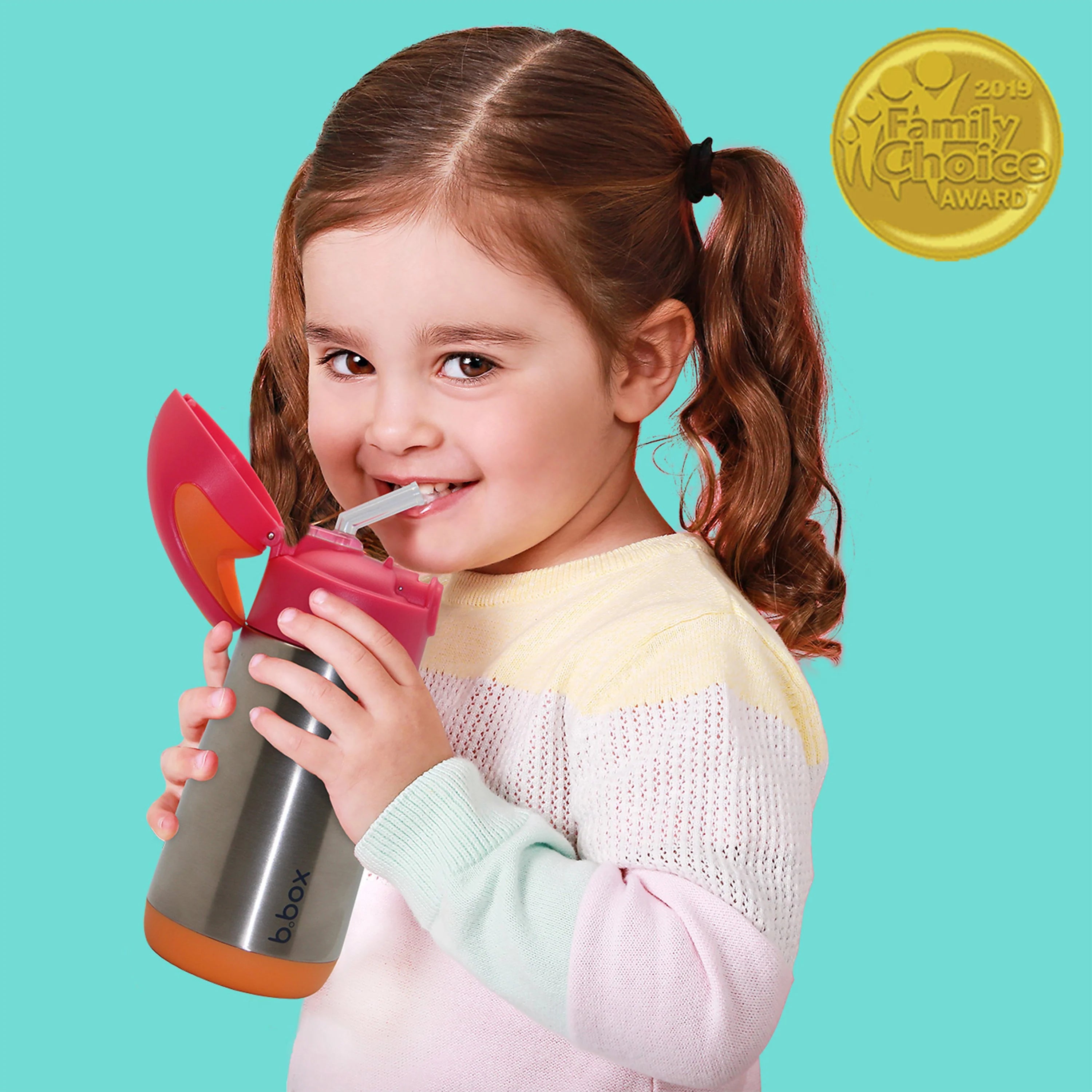B.BOX 350ml Insulated Drink Bottle Strawberry Shake