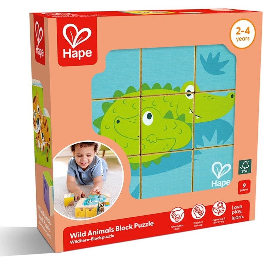Hape Wild Animals Wooden Blocks Puzzle