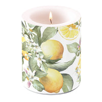 Ambiente Limoni large lemon-print pillar candle