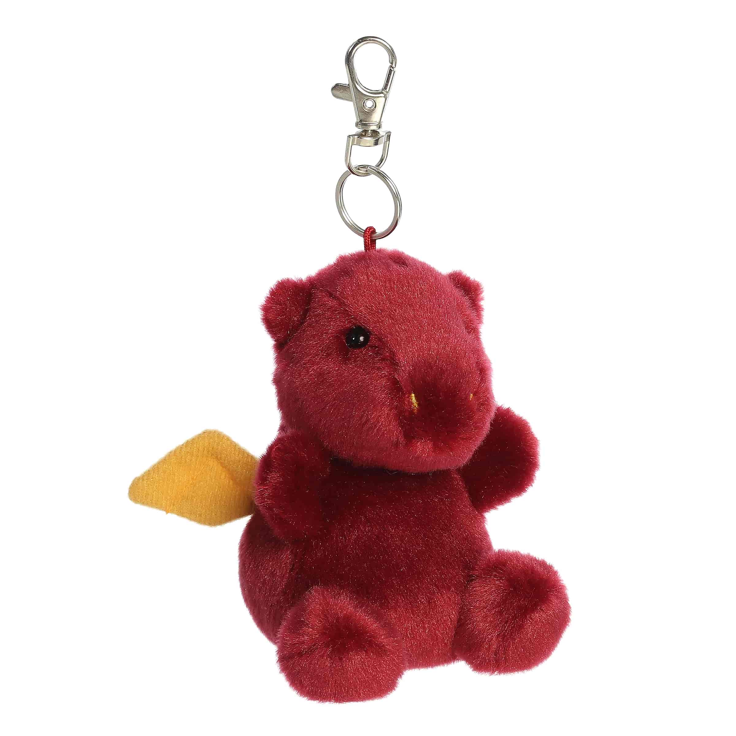 Palm Pals Aidan Dragon plush clip-on in deep red with golden wings
