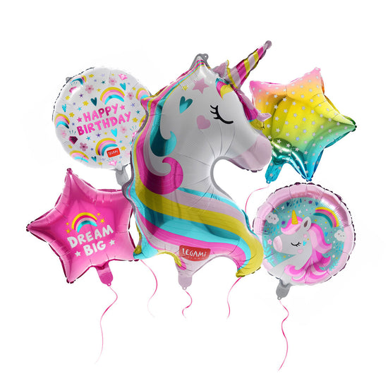 Legami - Set of 5 Birthday Party Balloon - Lets Party! - Unicorn