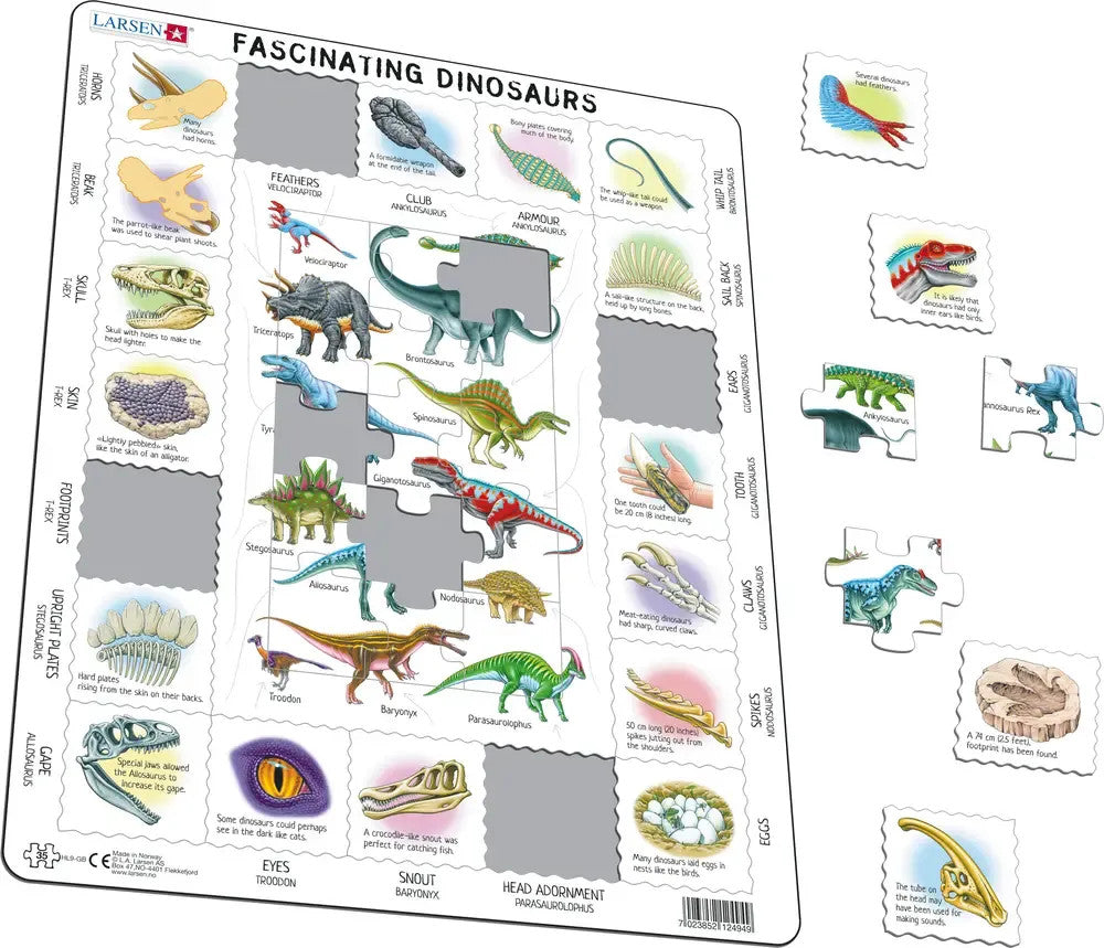 Larsen Fascinating Dinosaurs 35-Piece Jigsaw Puzzle