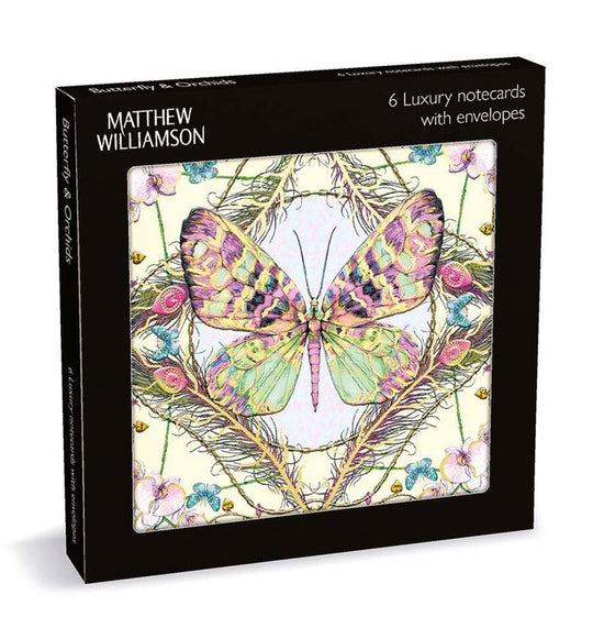 Butterfly & Orchids 6 Pkt - Sq Luxury Notecard Wallet