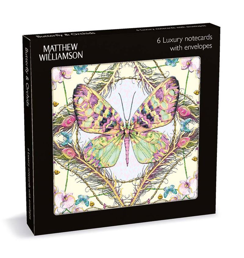 Butterfly & Orchids 6 Pkt - Sq Luxury Notecard Wallet