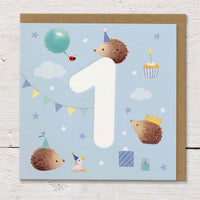 Hedgehog Party - 1st Birthday Card