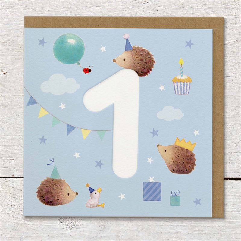 Hedgehog Party - 1st Birthday Card