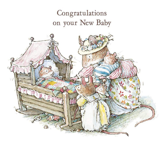 Poppy Primrose And Babies - Baby Card