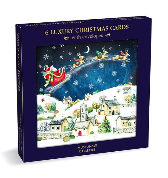 Santa Over The Rooftops 6 Pkt - Christmas Card Pack