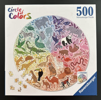 Ravensburger Animals Circle of Colors 500-piece circular jigsaw puzzle box