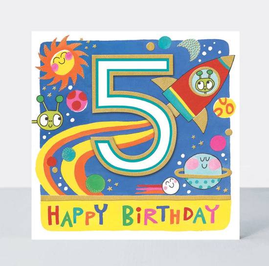 Age 5 Happy Birthday Rocket - 5th Birthday Card