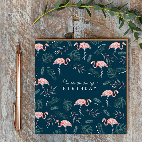 Happy Birthday Flamingos - Birthday Card