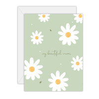 To The Moon & Back Prints My Beautiful Mum Mother’s Day card with white daisies on green