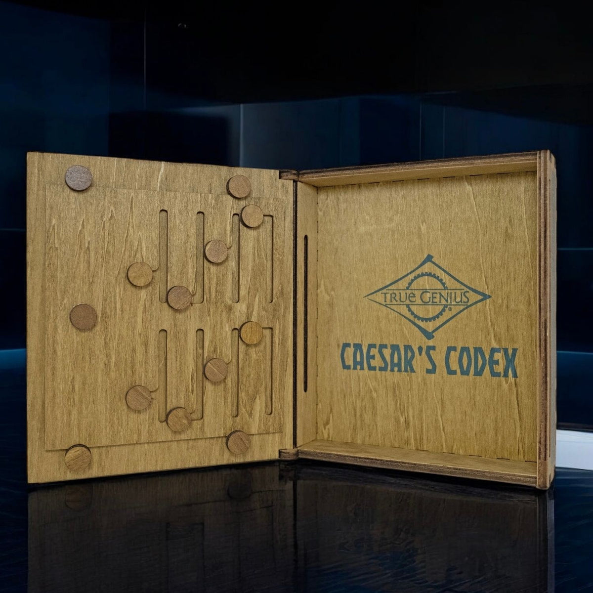 Project Genius Caesar's Codex Sliding Wooden Puzzle Box Mechanical Puzzles