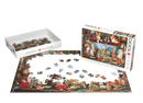 Cats by Aquarium jigsaw puzzle being assembled with loose pieces