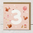 Squirrels & Balloons - 3rd Birthday Card