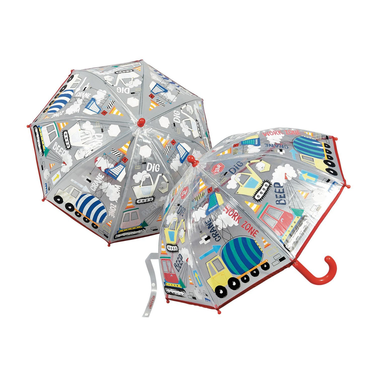 Floss & Rock - Transparent Colour Changing Umbrella - Construction Childrens Umbrella
