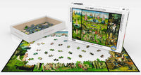 Bosch Garden of Earthly Delights jigsaw box and partially assembled puzzle