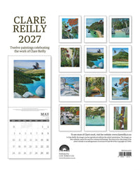 Clare Reilly 2027 calendar back cover with all 12 artwork previews