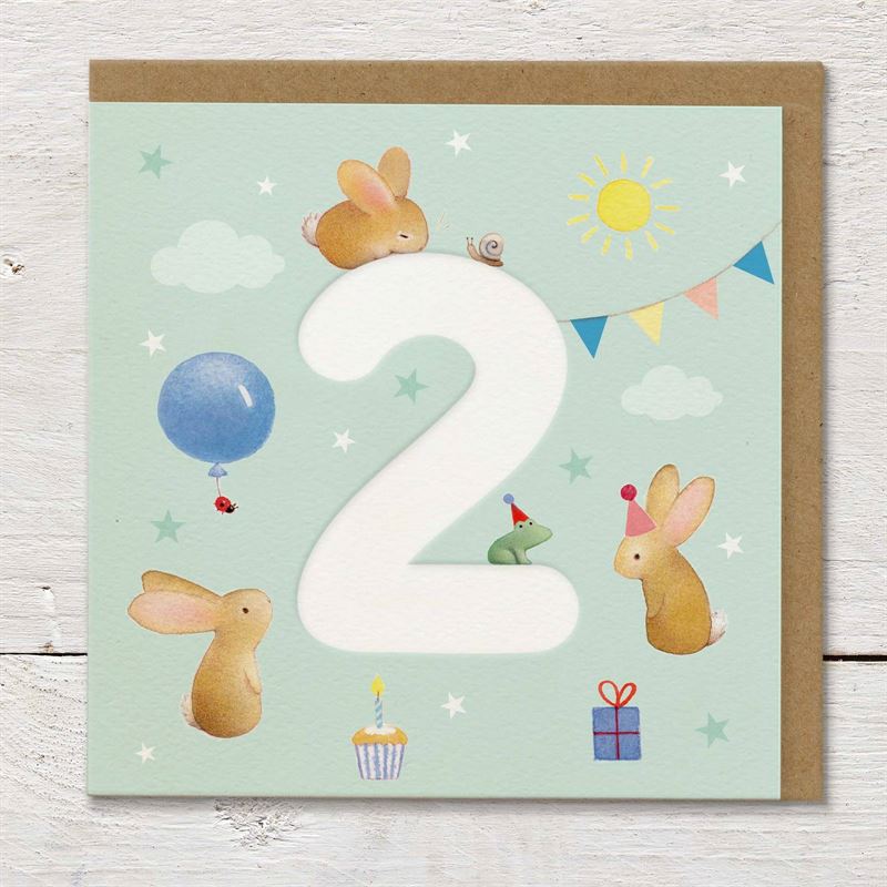 Bunny Party - 2nd Birthday Card