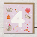 Kittens & Balloons - 4th Birthday Card