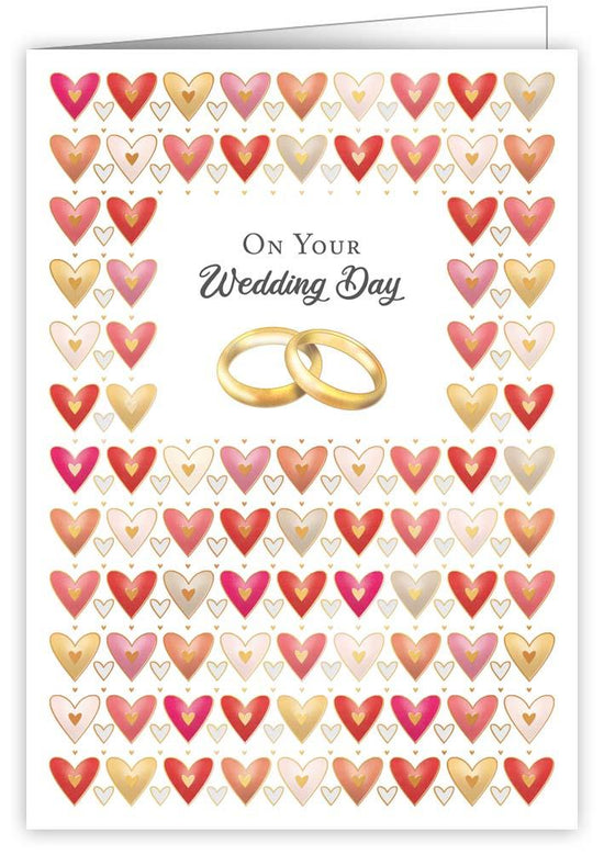 Hearts And Wedding Rings - Wedding Card