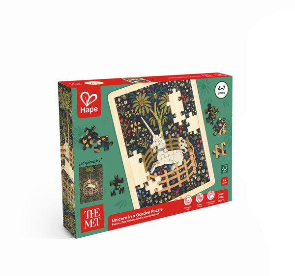 Hape x The Met Unicorn in a Garden Wooden Frame Puzzle – 48 Pieces