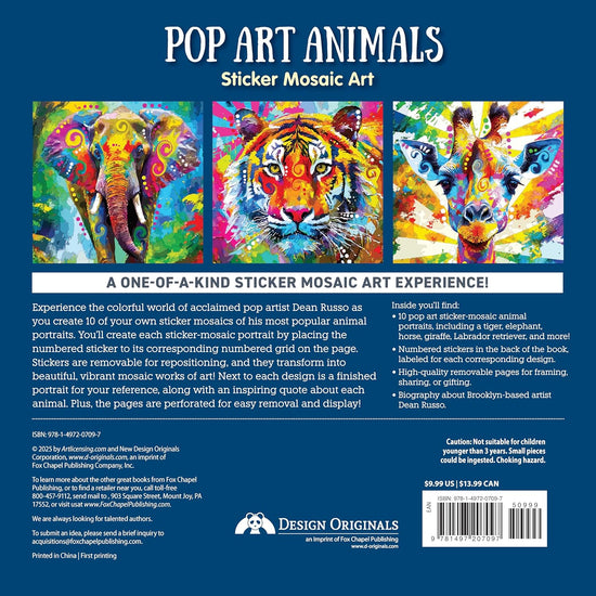 Pop Art Animals Sticker Mosaic Art: 10 Amazing Designs