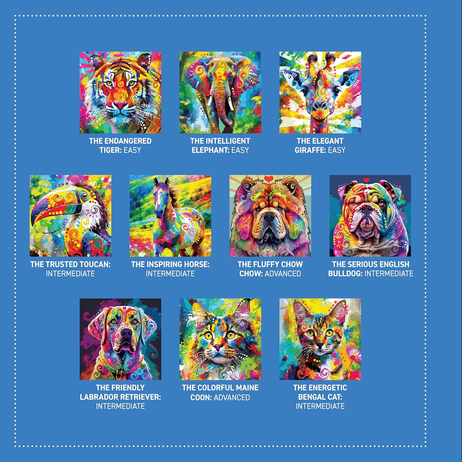 Pop Art Animals Sticker Mosaic Art: 10 Amazing Designs