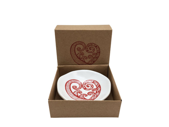 Red Aroha On White - 7cm Porcelain Bowl