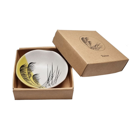 Toetoe Dipped Yellow With Black - 7cm Porcelain Bowl