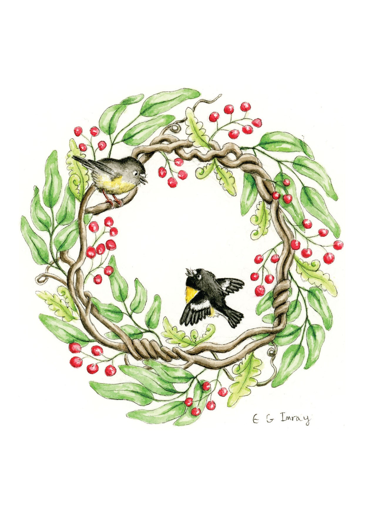 south-island-tomtits-supplejack-vine-wreath-christmas-card