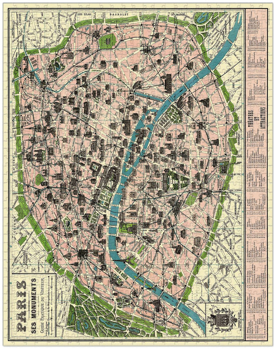 Cavallini & Co - Map of Paris 1000 Pce - Vintage Puzzle
