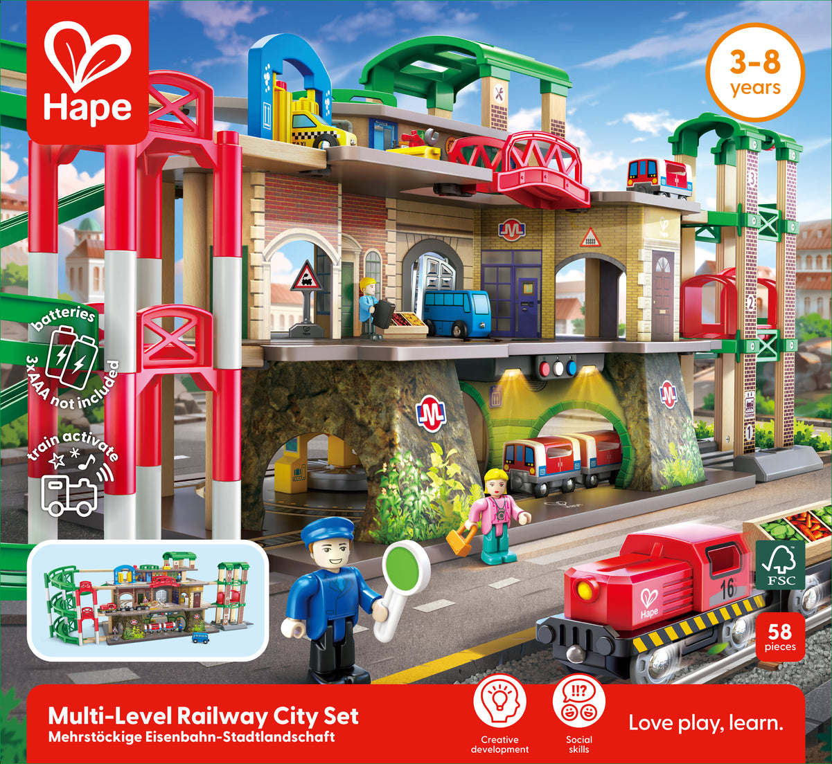Hape Multi-Level Railway City Set Toy Trains & Train Sets