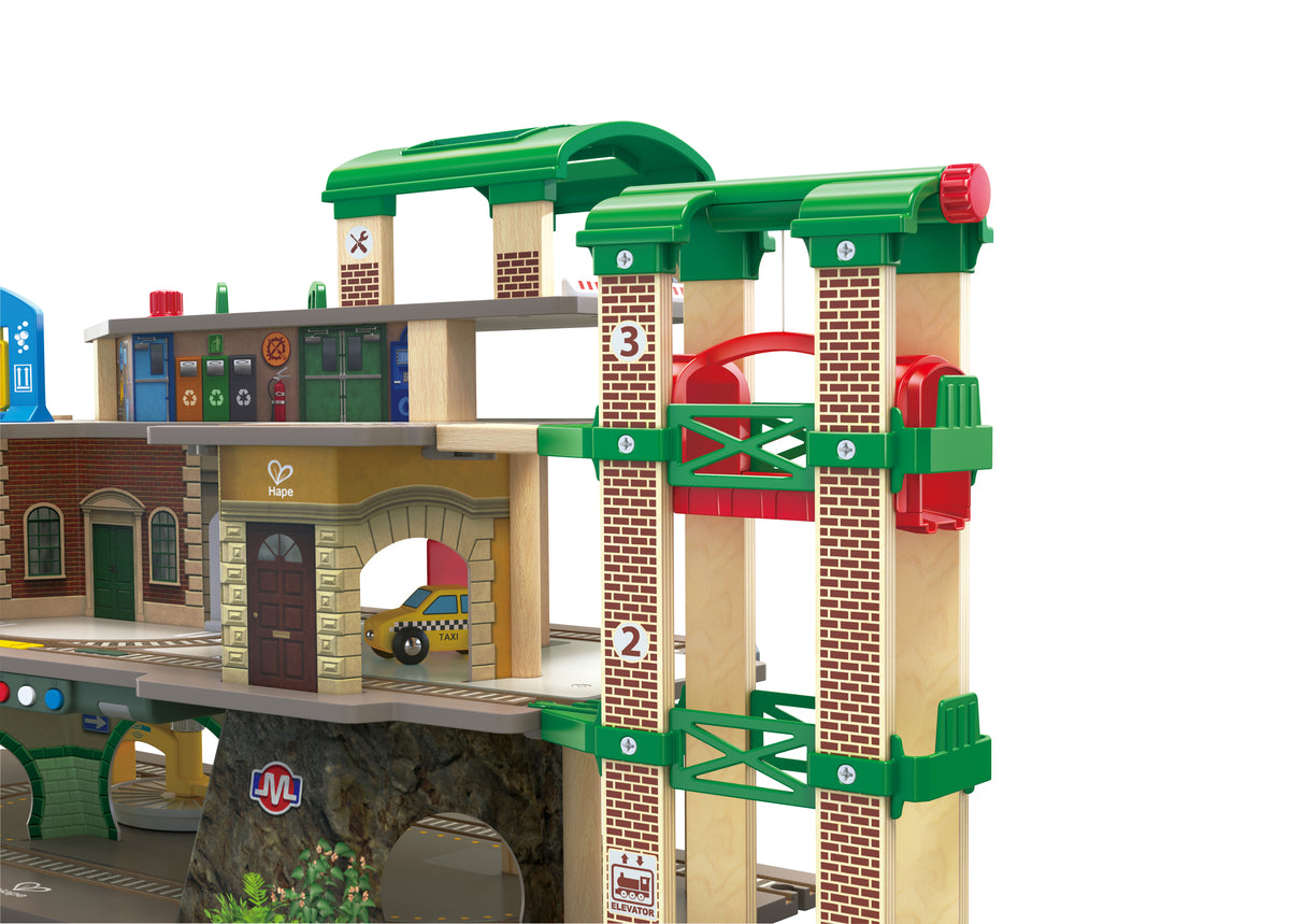 Hape Multi-Level Railway City Set Toy Trains & Train Sets