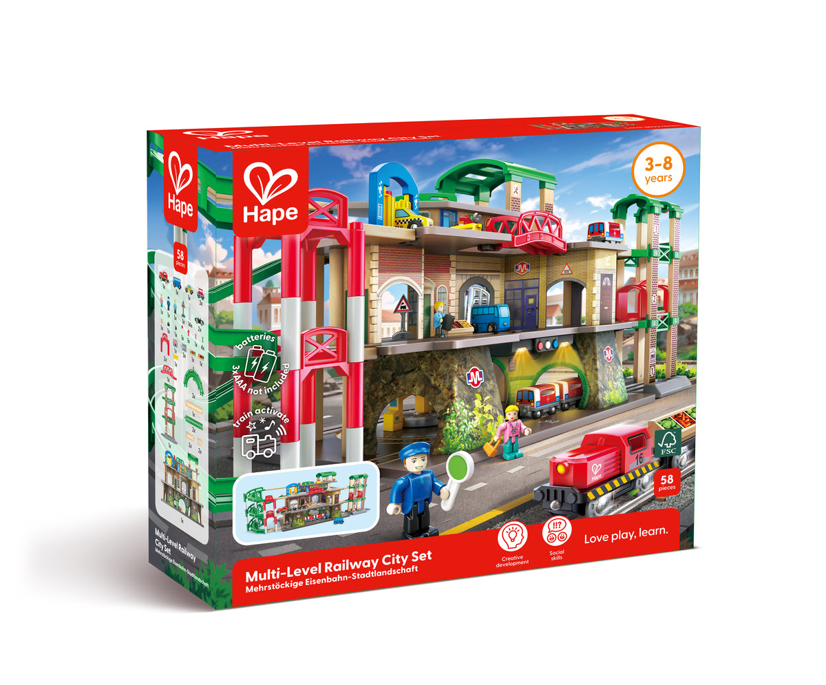 Hape Multi-Level Railway City Set Toy Trains & Train Sets