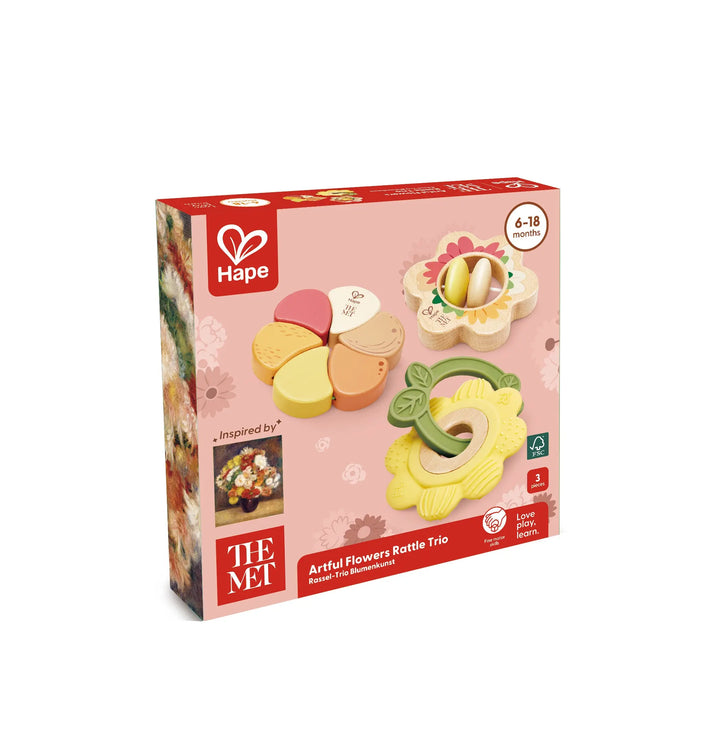 Hape x The Met Artful Flowers Rattle Trio