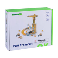 Tooky Toy TP533 Port Crane Set retail box showing 24 pieces